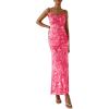 imagePRETTYGARDEN Womens Bodycon Maxi Dress 2025 Summer Floral Sundress Sleeveless Spaghetti Strap Cocktail Party DressPink Floral
