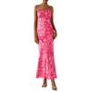 imagePRETTYGARDEN Womens Bodycon Maxi Dress 2025 Summer Floral Sundress Sleeveless Spaghetti Strap Cocktail Party DressPink Floral