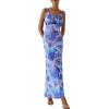 imagePRETTYGARDEN Womens Bodycon Maxi Dress 2025 Summer Floral Sundress Sleeveless Spaghetti Strap Cocktail Party DressPurple Orchid