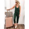 imagePRETTYGARDEN Womens Jumpsuit Casual Summer Romper 2025 Sleeveless Tank Lounge Cruise Airport Outfits Vacation ClothesDark Green