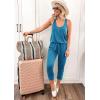 imagePRETTYGARDEN Womens Jumpsuit Casual Summer Romper 2025 Sleeveless Tank Lounge Cruise Airport Outfits Vacation ClothesGrey Blue