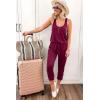 imagePRETTYGARDEN Womens Jumpsuit Casual Summer Romper 2025 Sleeveless Tank Lounge Cruise Airport Outfits Vacation ClothesPurple Red