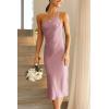 imagePRETTYGARDEN Womens Midi Satin Dress One Shoulder Spaghetti Strap Backless Ruched Summer Bodycon DressesPink