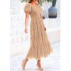 imagePRETTYGARDEN Womens Smocked Midi Tulle Dress 2025 Summer Puffy Short Sleeve Square Neck Ruffle Wedding Guest Party DressesApricot