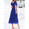 imagePRETTYGARDEN Womens Smocked Midi Tulle Dress 2025 Summer Puffy Short Sleeve Square Neck Ruffle Wedding Guest Party DressesRoyal Blue