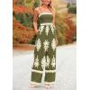imagePRETTYGARDEN Womens Summer Boho Jumpsuits One Piece Beach Vacation Outfits Spaghetti Strap Wide Leg Pants RompersArmy Green