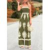 imagePRETTYGARDEN Womens Summer Boho Jumpsuits One Piece Beach Vacation Outfits Spaghetti Strap Wide Leg Pants RompersArmy Green