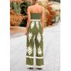 imagePRETTYGARDEN Womens Summer Boho Jumpsuits One Piece Beach Vacation Outfits Spaghetti Strap Wide Leg Pants RompersArmy Green