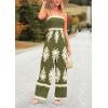 imagePRETTYGARDEN Womens Summer Boho Jumpsuits One Piece Beach Vacation Outfits Spaghetti Strap Wide Leg Pants RompersArmy Green