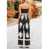 imagePRETTYGARDEN Womens Summer Boho Jumpsuits One Piece Beach Vacation Outfits Spaghetti Strap Wide Leg Pants RompersBlack