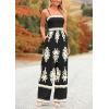 imagePRETTYGARDEN Womens Summer Boho Jumpsuits One Piece Beach Vacation Outfits Spaghetti Strap Wide Leg Pants RompersBlack