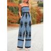 imagePRETTYGARDEN Womens Summer Boho Jumpsuits One Piece Beach Vacation Outfits Spaghetti Strap Wide Leg Pants RompersBlue Black Floral