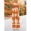imagePRETTYGARDEN Womens Summer Boho Jumpsuits One Piece Beach Vacation Outfits Spaghetti Strap Wide Leg Pants RompersBrick Red