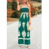 imagePRETTYGARDEN Womens Summer Boho Jumpsuits One Piece Beach Vacation Outfits Spaghetti Strap Wide Leg Pants RompersDark Green