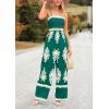imagePRETTYGARDEN Womens Summer Boho Jumpsuits One Piece Beach Vacation Outfits Spaghetti Strap Wide Leg Pants RompersDark Green