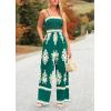 imagePRETTYGARDEN Womens Summer Boho Jumpsuits One Piece Beach Vacation Outfits Spaghetti Strap Wide Leg Pants RompersDark Green