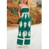 imagePRETTYGARDEN Womens Summer Boho Jumpsuits One Piece Beach Vacation Outfits Spaghetti Strap Wide Leg Pants RompersDark Green