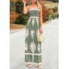 imagePRETTYGARDEN Womens Summer Boho Jumpsuits One Piece Beach Vacation Outfits Spaghetti Strap Wide Leg Pants RompersGrey Green Apricot Floral