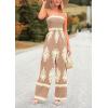 imagePRETTYGARDEN Womens Summer Boho Jumpsuits One Piece Beach Vacation Outfits Spaghetti Strap Wide Leg Pants RompersKhaki
