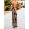 imagePRETTYGARDEN Womens Summer Boho Jumpsuits One Piece Beach Vacation Outfits Spaghetti Strap Wide Leg Pants RompersKhaki Black Floral