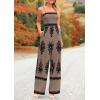 imagePRETTYGARDEN Womens Summer Boho Jumpsuits One Piece Beach Vacation Outfits Spaghetti Strap Wide Leg Pants RompersKhaki Black Floral