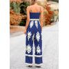 imagePRETTYGARDEN Womens Summer Boho Jumpsuits One Piece Beach Vacation Outfits Spaghetti Strap Wide Leg Pants RompersNavy