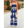 imagePRETTYGARDEN Womens Summer Boho Jumpsuits One Piece Beach Vacation Outfits Spaghetti Strap Wide Leg Pants RompersNavy