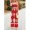 imagePRETTYGARDEN Womens Summer Boho Jumpsuits One Piece Beach Vacation Outfits Spaghetti Strap Wide Leg Pants RompersRed Apricot Floral