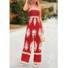 imagePRETTYGARDEN Womens Summer Boho Jumpsuits One Piece Beach Vacation Outfits Spaghetti Strap Wide Leg Pants RompersRed Apricot Floral
