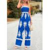 imagePRETTYGARDEN Womens Summer Boho Jumpsuits One Piece Beach Vacation Outfits Spaghetti Strap Wide Leg Pants RompersRoyal Blue White Floral