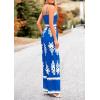 imagePRETTYGARDEN Womens Summer Boho Jumpsuits One Piece Beach Vacation Outfits Spaghetti Strap Wide Leg Pants RompersRoyal Blue White Floral