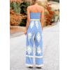 imagePRETTYGARDEN Womens Summer Boho Jumpsuits One Piece Beach Vacation Outfits Spaghetti Strap Wide Leg Pants RompersSky Blue