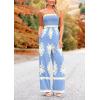 imagePRETTYGARDEN Womens Summer Boho Jumpsuits One Piece Beach Vacation Outfits Spaghetti Strap Wide Leg Pants RompersSky Blue