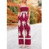 imagePRETTYGARDEN Womens Summer Boho Jumpsuits One Piece Beach Vacation Outfits Spaghetti Strap Wide Leg Pants RompersWine Red Apricot Floral