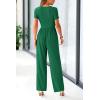 imagePRETTYGARDEN Womens Summer One Piece Jumpsuits Dressy Casual Short Sleeve Square Neck Wide Leg Jumpsuit RompersGreen
