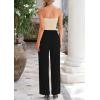 imagePRETTYGARDEN Womens Summer Outfits 2 Piece Sets Casual Ribbed Knit Crop Tube Top Wide Leg Pants Spring Matching Lounge SetApricot Black
