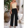 imagePRETTYGARDEN Womens Summer Outfits 2 Piece Sets Casual Ribbed Knit Crop Tube Top Wide Leg Pants Spring Matching Lounge SetApricot Black