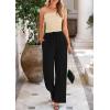 imagePRETTYGARDEN Womens Summer Outfits 2 Piece Sets Casual Ribbed Knit Crop Tube Top Wide Leg Pants Spring Matching Lounge SetApricot Black