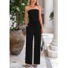 imagePRETTYGARDEN Womens Summer Outfits 2 Piece Sets Casual Ribbed Knit Crop Tube Top Wide Leg Pants Spring Matching Lounge SetBlack