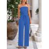 imagePRETTYGARDEN Womens Summer Outfits 2 Piece Sets Casual Ribbed Knit Crop Tube Top Wide Leg Pants Spring Matching Lounge SetBlue