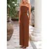 imagePRETTYGARDEN Womens Summer Outfits 2 Piece Sets Casual Ribbed Knit Crop Tube Top Wide Leg Pants Spring Matching Lounge SetBrown