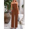 imagePRETTYGARDEN Womens Summer Outfits 2 Piece Sets Casual Ribbed Knit Crop Tube Top Wide Leg Pants Spring Matching Lounge SetBrown