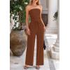 imagePRETTYGARDEN Womens Summer Outfits 2 Piece Sets Casual Ribbed Knit Crop Tube Top Wide Leg Pants Spring Matching Lounge SetBrown