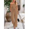 imagePRETTYGARDEN Womens Summer Outfits 2 Piece Sets Casual Ribbed Knit Crop Tube Top Wide Leg Pants Spring Matching Lounge SetCamel