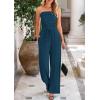 imagePRETTYGARDEN Womens Summer Outfits 2 Piece Sets Casual Ribbed Knit Crop Tube Top Wide Leg Pants Spring Matching Lounge SetDark Blue