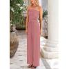 imagePRETTYGARDEN Womens Summer Outfits 2 Piece Sets Casual Ribbed Knit Crop Tube Top Wide Leg Pants Spring Matching Lounge SetDusty Pink