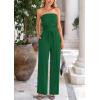 imagePRETTYGARDEN Womens Summer Outfits 2 Piece Sets Casual Ribbed Knit Crop Tube Top Wide Leg Pants Spring Matching Lounge SetGreen