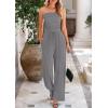 imagePRETTYGARDEN Womens Summer Outfits 2 Piece Sets Casual Ribbed Knit Crop Tube Top Wide Leg Pants Spring Matching Lounge SetGrey