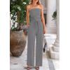 imagePRETTYGARDEN Womens Summer Outfits 2 Piece Sets Casual Ribbed Knit Crop Tube Top Wide Leg Pants Spring Matching Lounge SetGrey