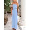 imagePRETTYGARDEN Womens Summer Outfits 2 Piece Sets Casual Ribbed Knit Crop Tube Top Wide Leg Pants Spring Matching Lounge SetLight Blue